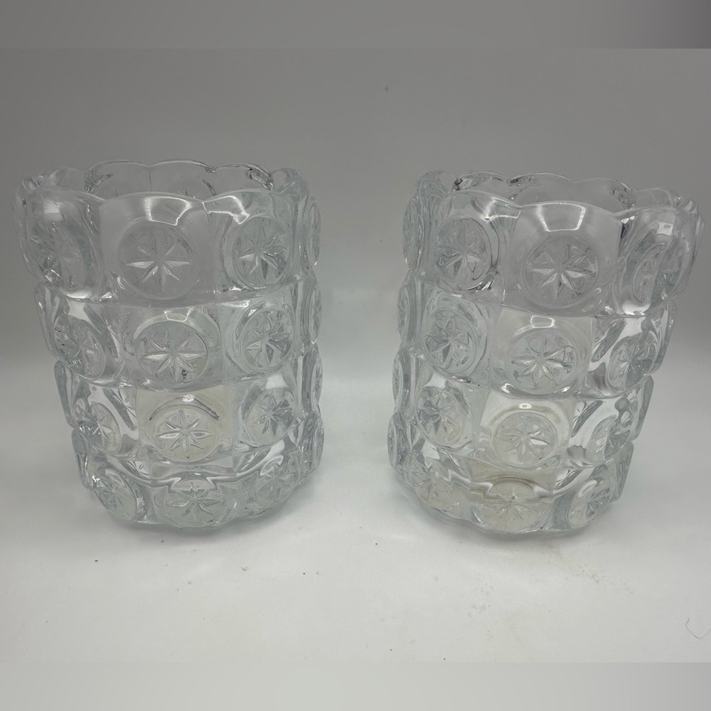 Ikea of Sweden Moon and Stars Clear Candle Holder Set Art Glass set 3”